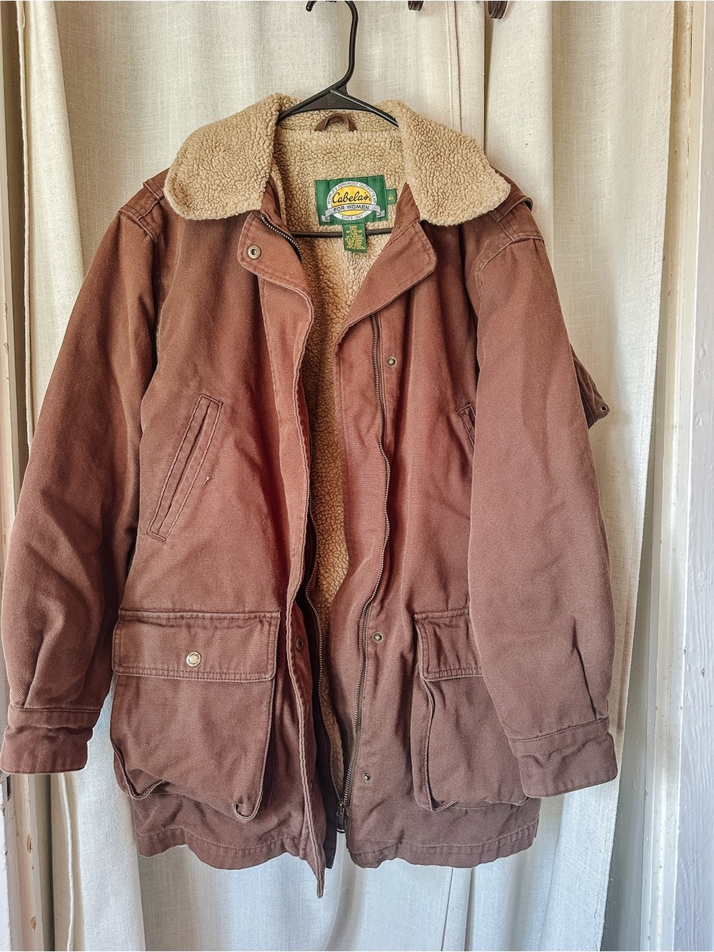 Cabela's Women’s Brown Sherpa-Lined Canvas Jacket